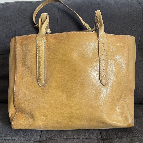 Frye Artisan Leather Melissa Tote Bag Shoulder Shopping Purse Mustard Brown - Picture 7 of 16